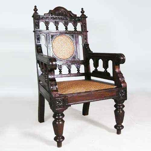 Appraisal: An Anglo Indian Aesthetic Movement Caned Rosewood Armchair circa having