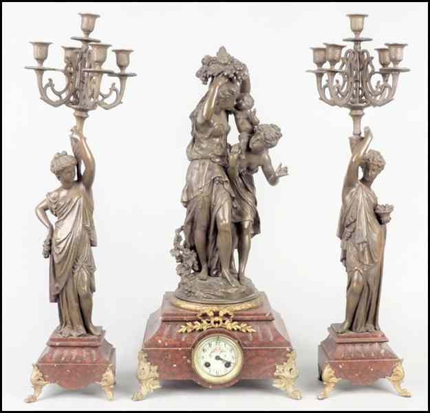 Appraisal: FRENCH THREE-PIECE CLOCK GARNITURE SET Condition There are some scattered