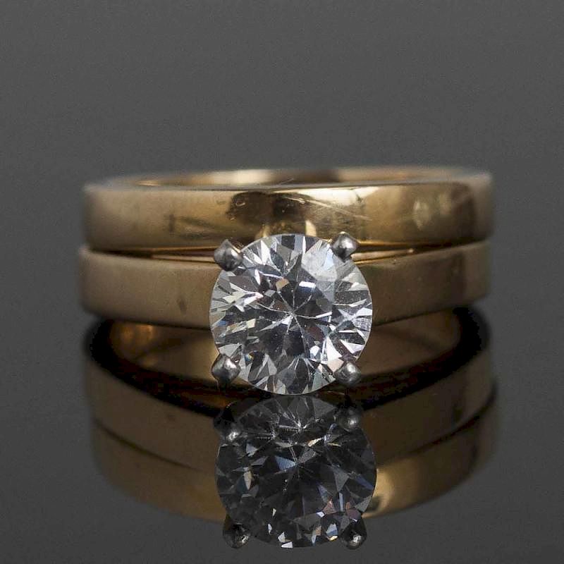 Appraisal: Cubic Zirconia k Yellow Gold Ring Cubic Zirconia approx carat