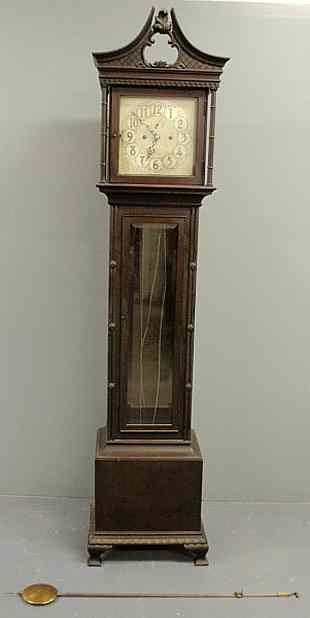 Appraisal: Chippendale style mahogany tall case clock c with eight-day works