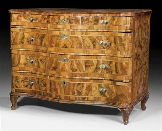 Appraisal: CHEST OF DRAWERS Louis XV Veneto circa Walnut and burlwood