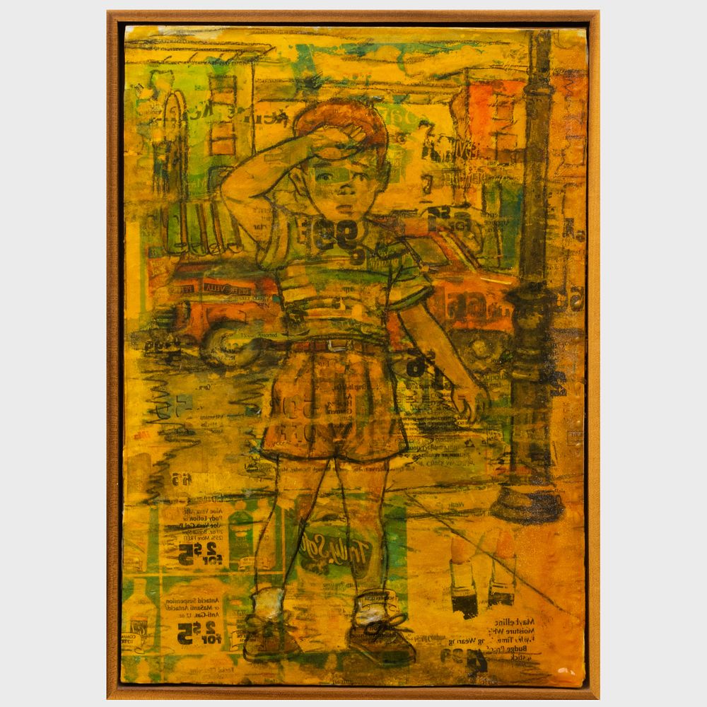 Appraisal: Don Fritz Lost Boy Mixed media on board signed 'Don