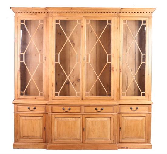 Appraisal: GEORGIAN STYLE PINE BREAKFRONT LIBRARY BOOK CASE th century in