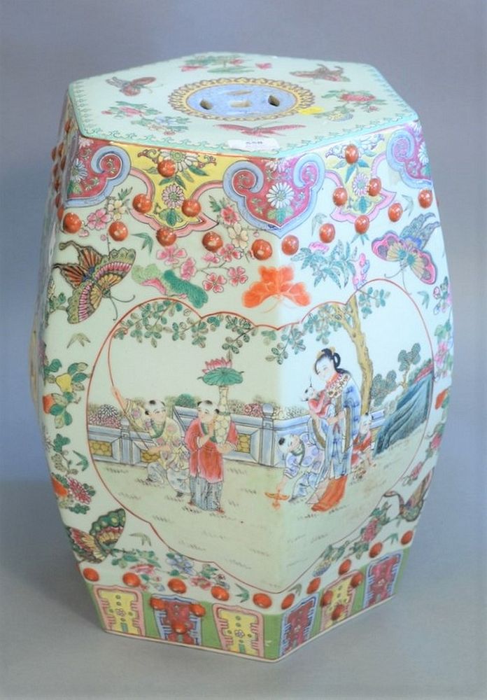 Appraisal: Chinese Famille Rose garden seat painted scenes with figures amongst