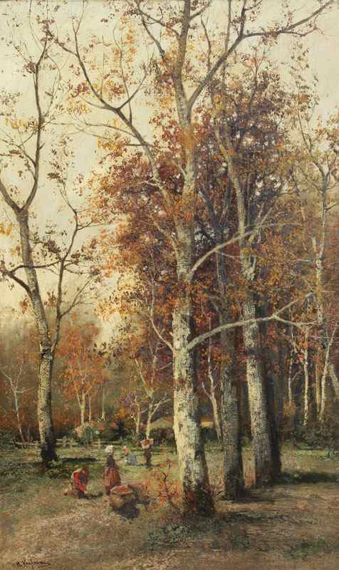 Appraisal: KAUFMANN Adolf Austrian - ''Autumn in the Argonnes'' Depicting Figures