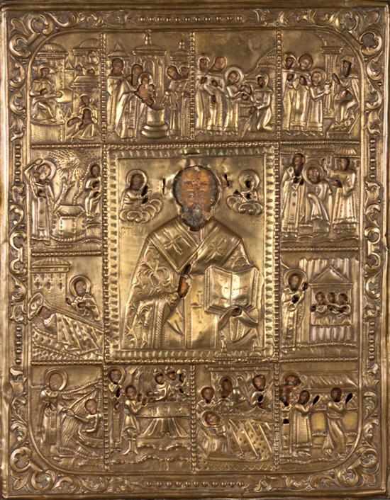 Appraisal: th century Russian Icon depicting St Nicholas with scenes of