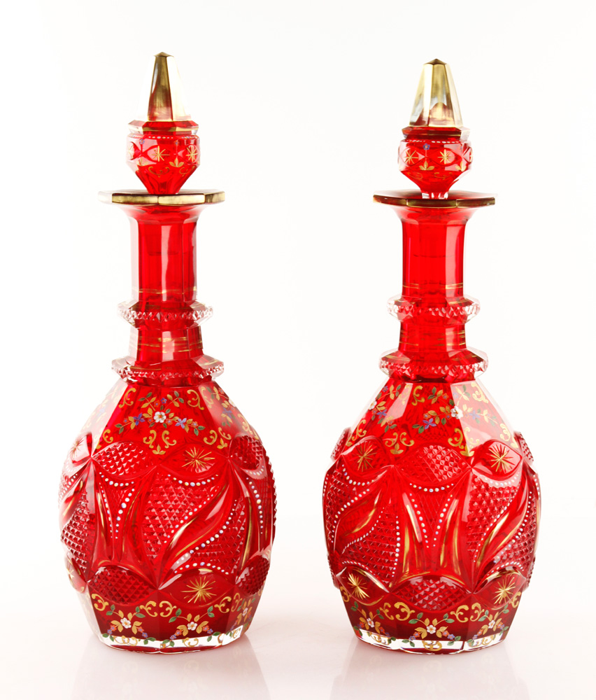 Appraisal: - Pair of Rare th C Bohemian Decanters Pair of