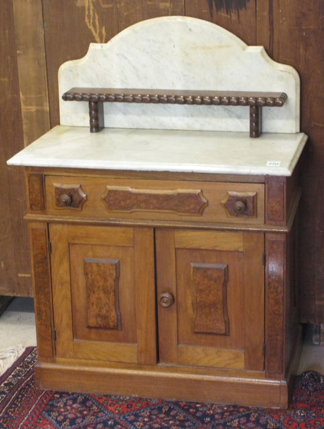 Appraisal: MID-VICTORIAN MARBLE-TOP WASHSTAND Rococo Revival design American c - having