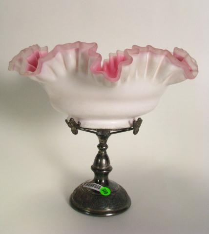 Appraisal: Two-piece Victorian style compote with silverplated base and frame supporting