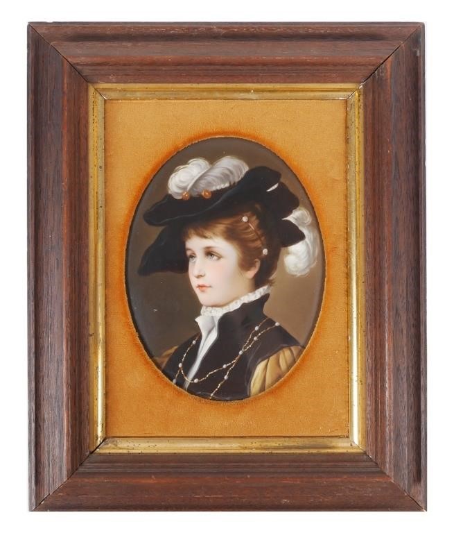 Appraisal: LIMOGES OR KPM PORCELAIN PORTRAIT PLAQUEAntique portrait on porcelain possibly