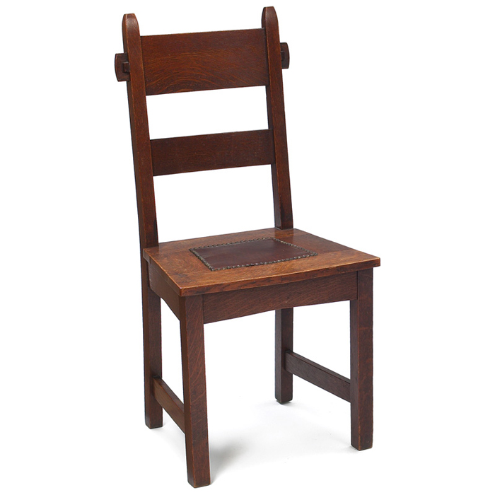 Appraisal: Gustav Stickley side chair rabbit ear form two slats at