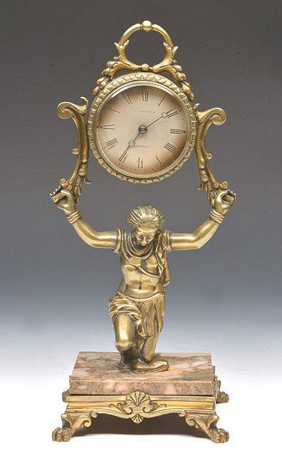 Appraisal: A LATE TH CENTURY BRONZE AND SILVERED TIMEPIECE in the