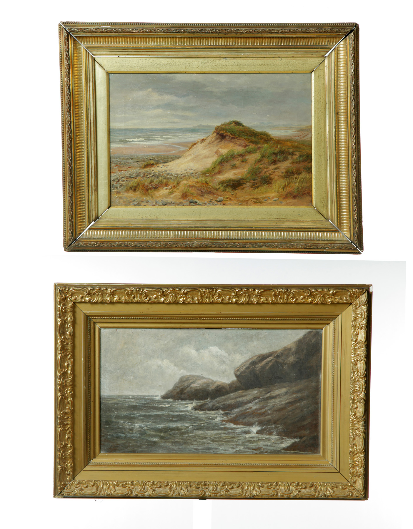 Appraisal: TWO FRAMED SEASCAPE OILS ONE SIGNED S HODGKINS American th