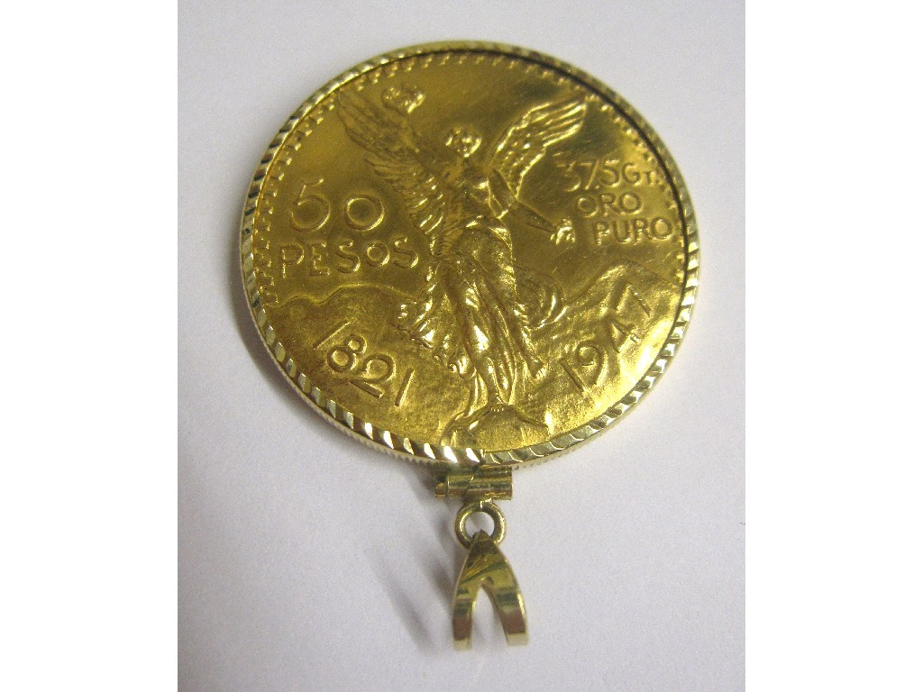 Appraisal: Mexican pesos gold coin in carat gold pendant mount Gross