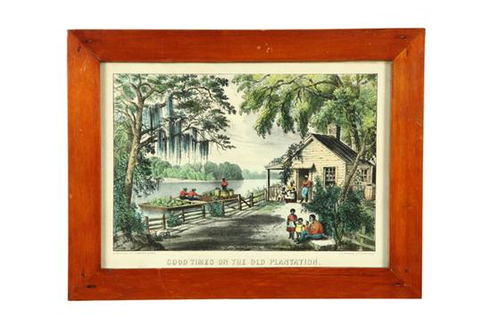 Appraisal: GOOD TIMES ON THE OLD PLANTATION BY CURRIER IVES Handcolored