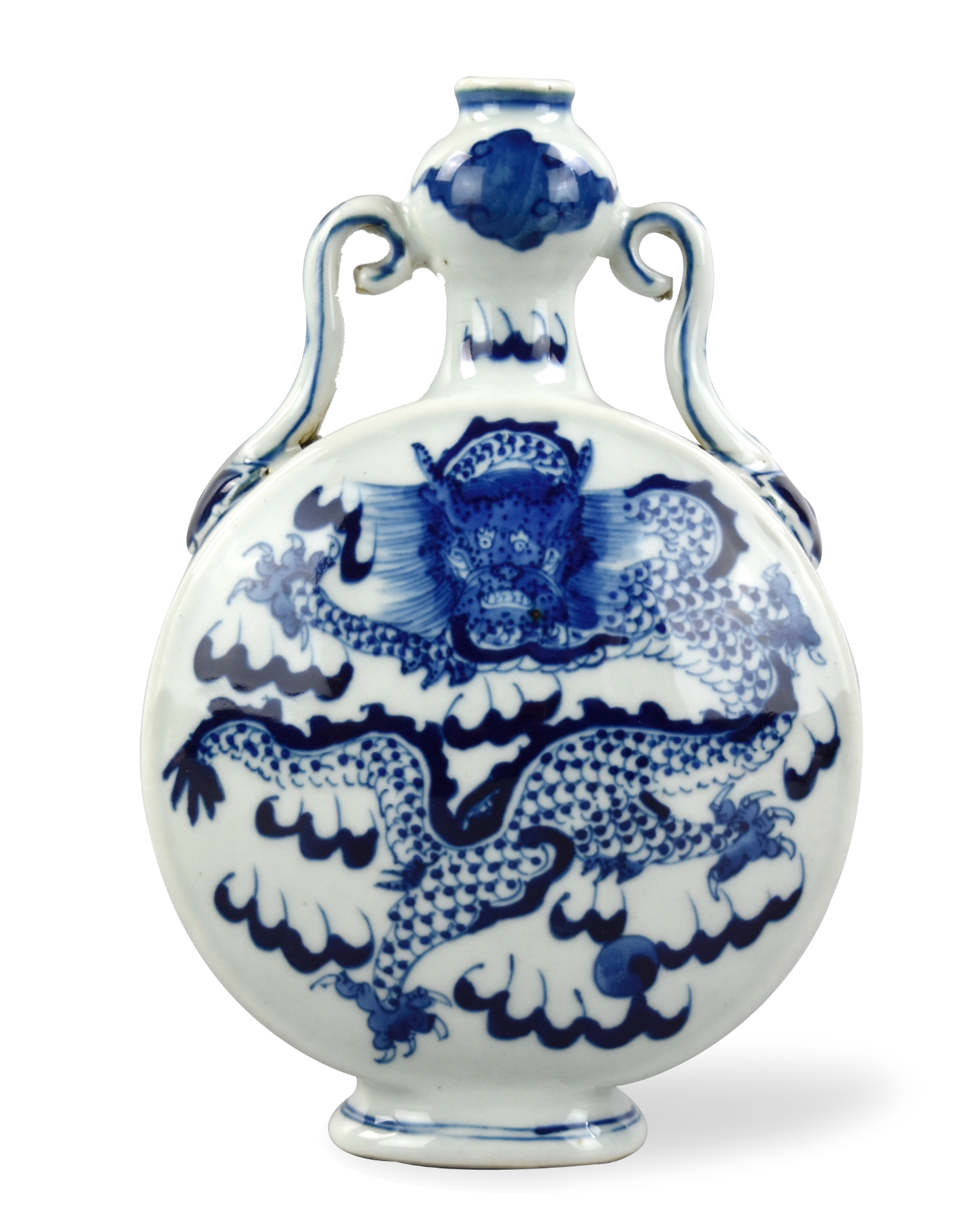 Appraisal: Chinese blue white Chinese porcelain moon flask with everted rim