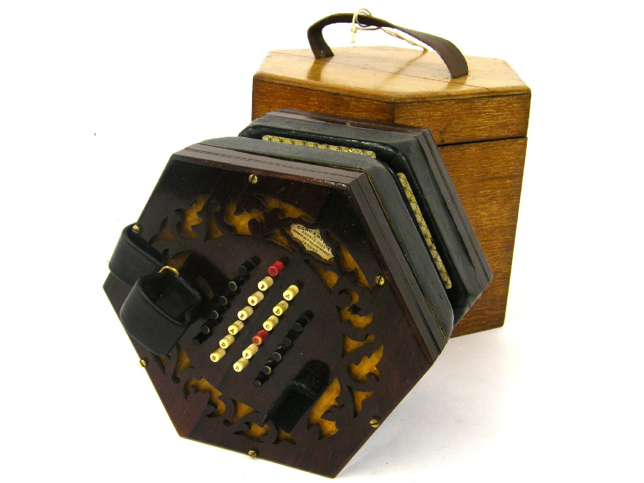 Appraisal: George Case English concertina labelled 'Patent Concertina by George Case