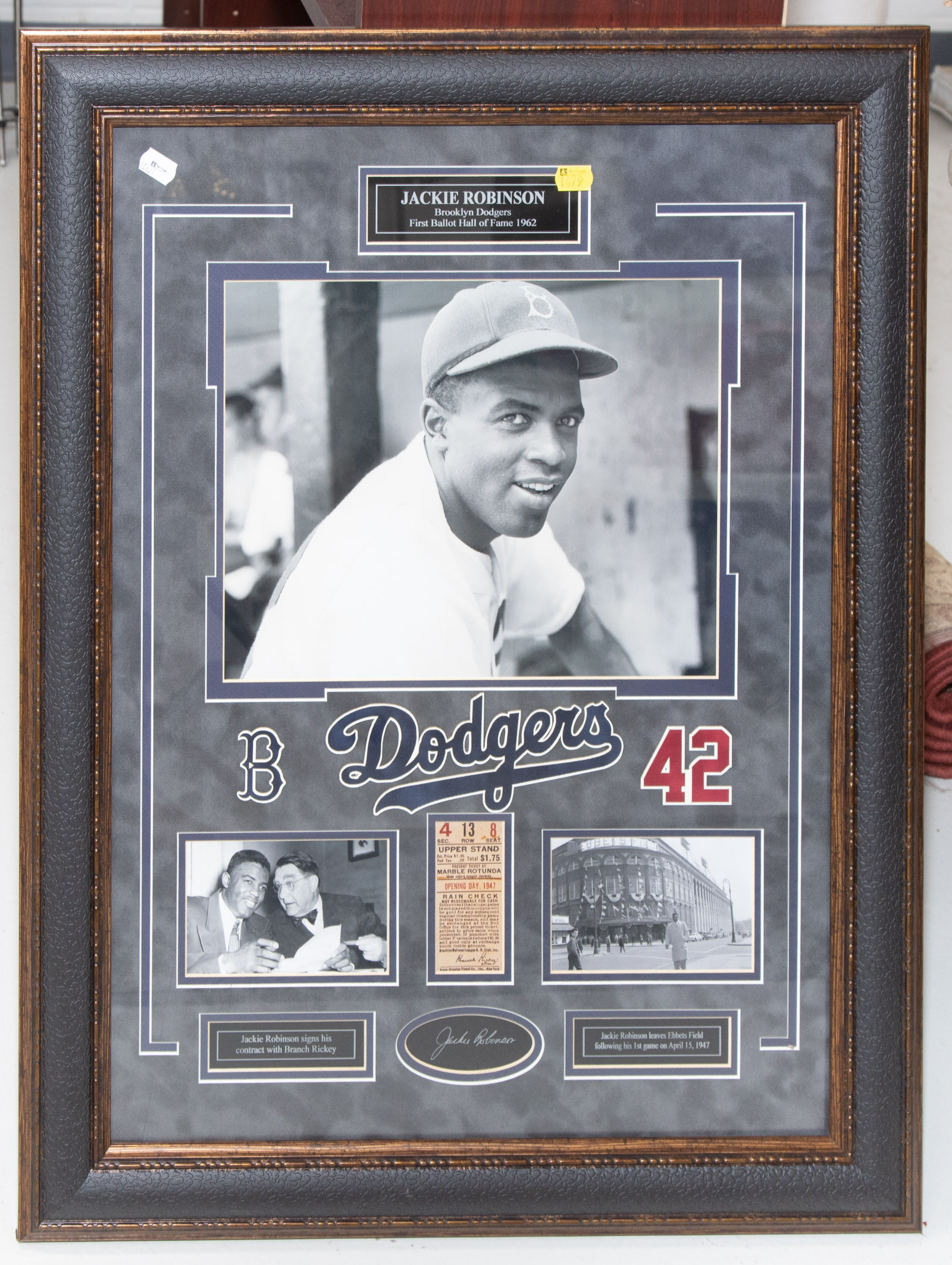 Appraisal: FRAMED JACKIE ROBINSON TRIBUTE PIECE