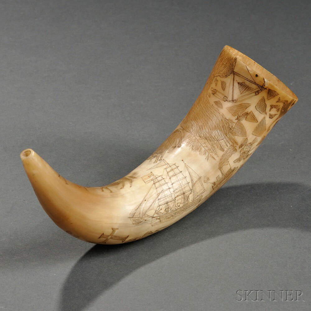 Appraisal: Carved Powder Horn America th century carved with the name