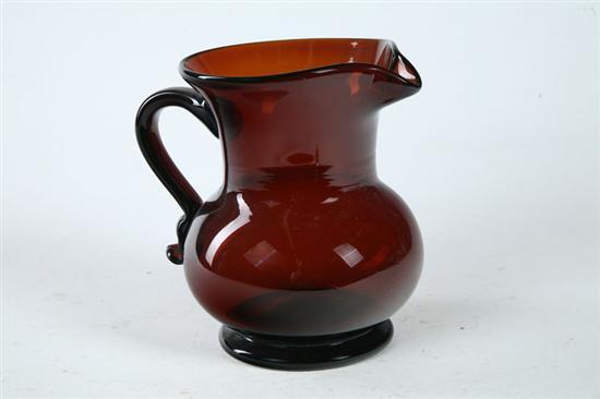 Appraisal: AMBER GLASS PITCHER Attributed to New York st half- th