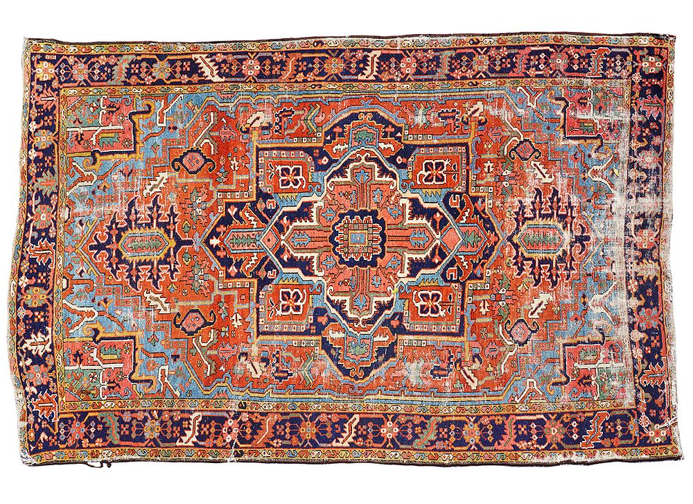 Appraisal: Antique Heriz Persian Carpet Antique Heriz Persian carpet in rust