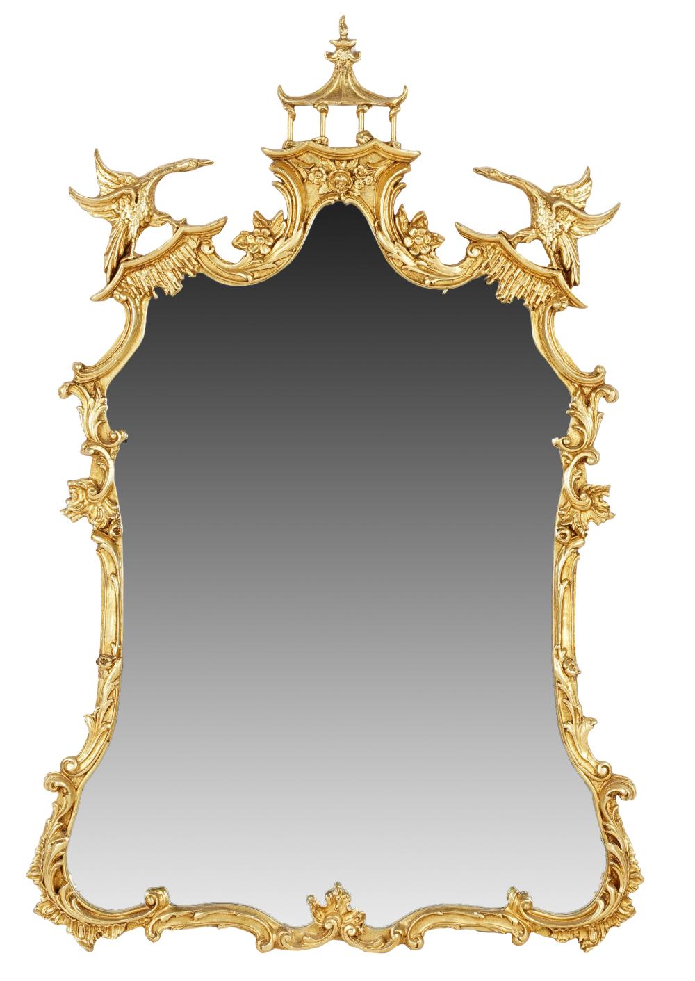 Appraisal: CHIPPENDALE-STYLE CARVED GILTWOOD MIRRORcontemporary x inches Condition