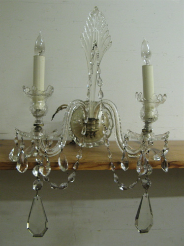 Appraisal: A SET OF FOUR CRYSTAL CHANDELIER WALL SCONCES Irish early