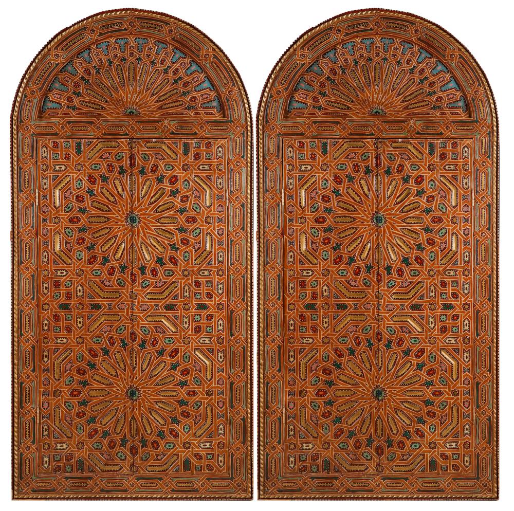 Appraisal: PAIR OF MOROCCAN STYLE PAINTED FRAMESpainted wood each with hinged