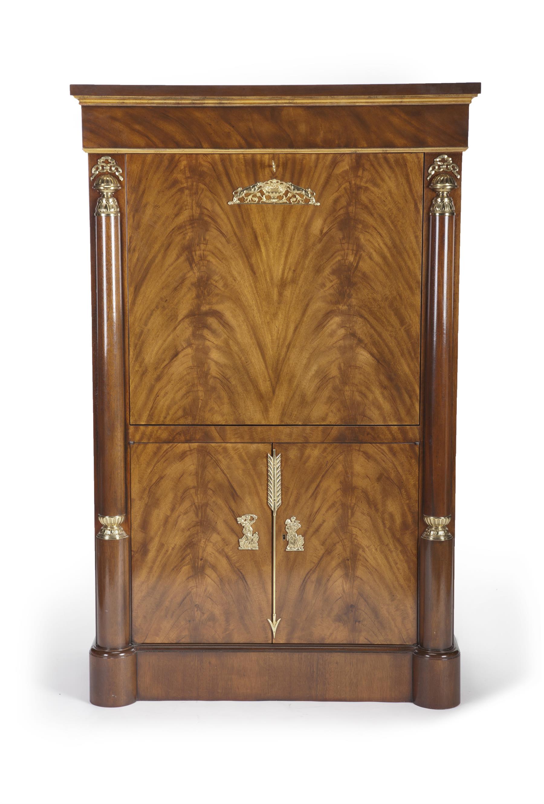 Appraisal: BIEDERMEIER-STYLE SECRETARY BY BAKER American mid th century mahogany Gilt