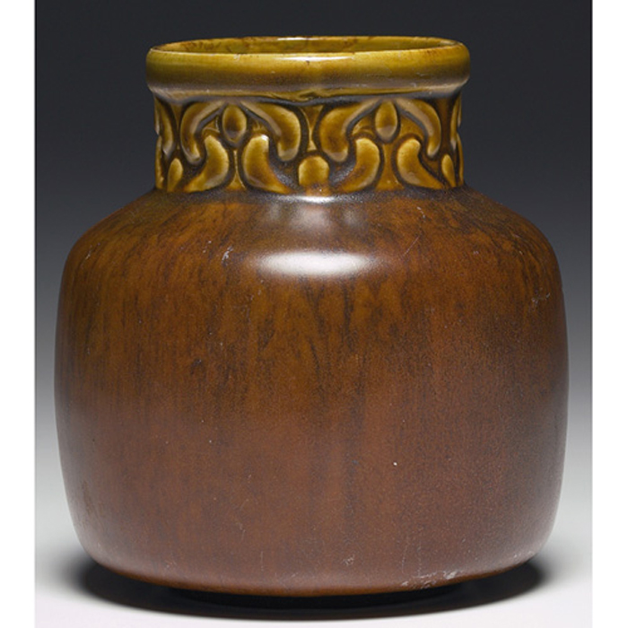 Appraisal: Van Briggle vase ca shouldered shape with an organic design