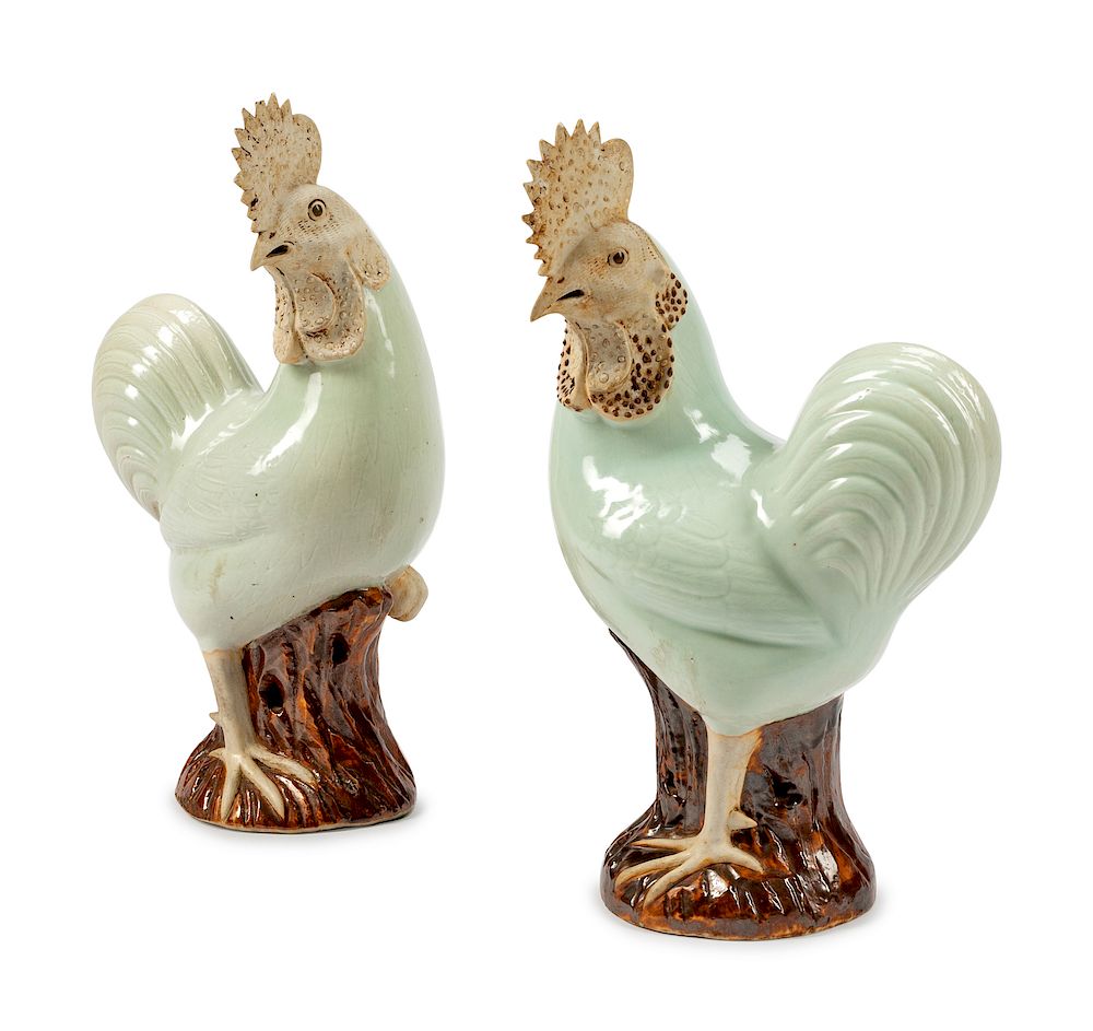 Appraisal: A Pair of Chinese Porcelain Figures of Roosters A Pair