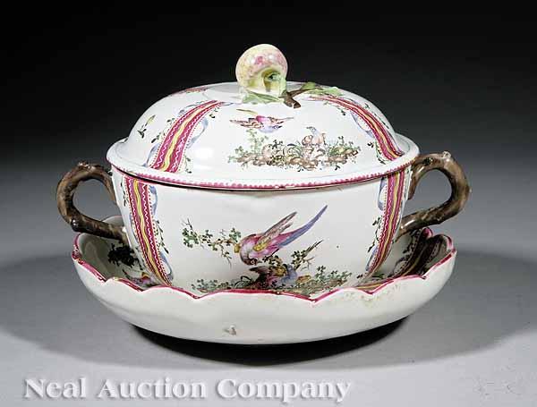 Appraisal: A Fine French Fa ence Lidded Sauce Tureen with Separate