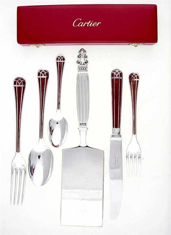 Appraisal: Christofle Talisman pattern enameled flatware comprising knives L '' forks