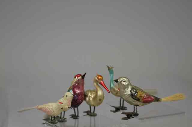 Appraisal: GROUP OF SIX GLASS BIRDS Germany interesting group of six