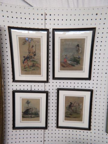 Appraisal: Set of Early th Century Comical SatireHunting Fishing Prints handcolored