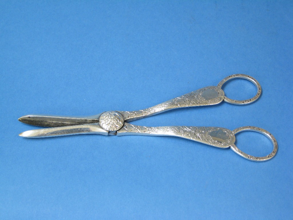 Appraisal: Pair of Victorian Grape Scissors with engraved design and central