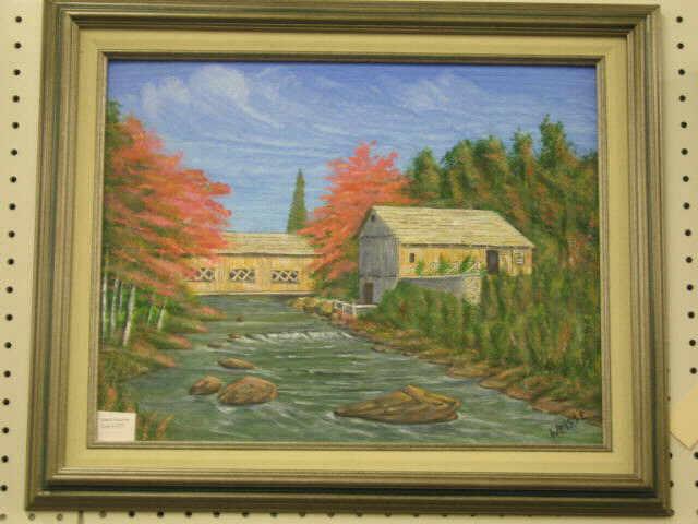 Appraisal: Theodore Weisse Jr Oil on Board covered bridge farm x