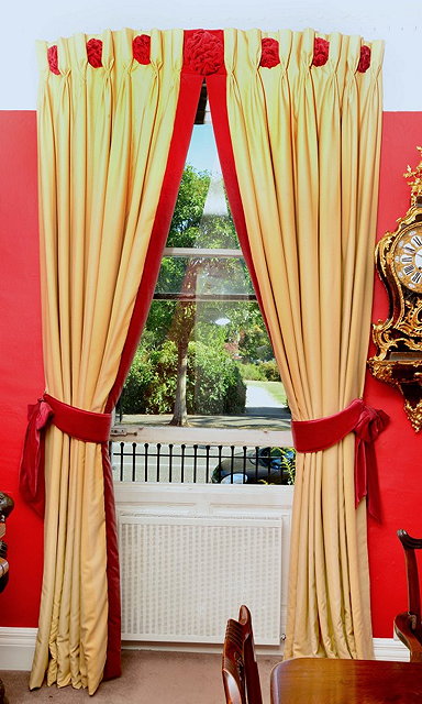 Appraisal: A PAIR OF FULL LENGTH LINED AND INTERLINED CURTAINS approximately