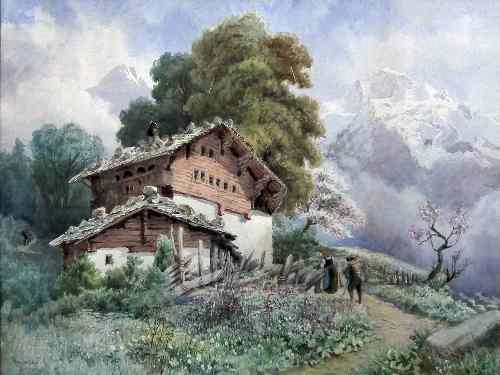 Appraisal: Helga Von Cramm born - Watercolour - Alpine landscape in