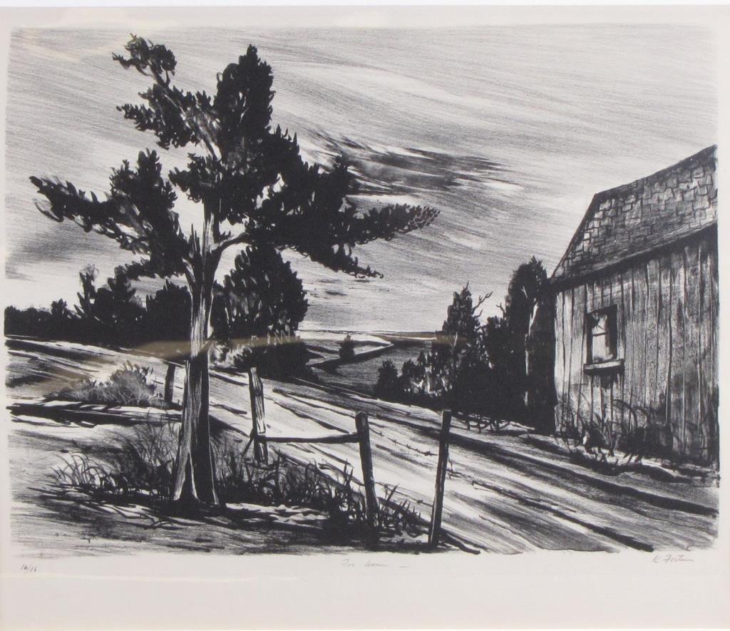 Appraisal: A lithograph by Karl Eugene Fortess - depicting road in