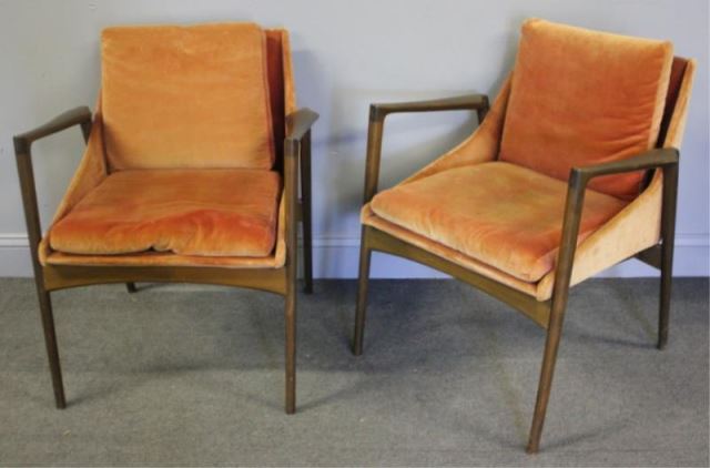 Appraisal: Pair of Midcentury Ib Kofod-Larsen for SeligLounge Chairs Button labeled