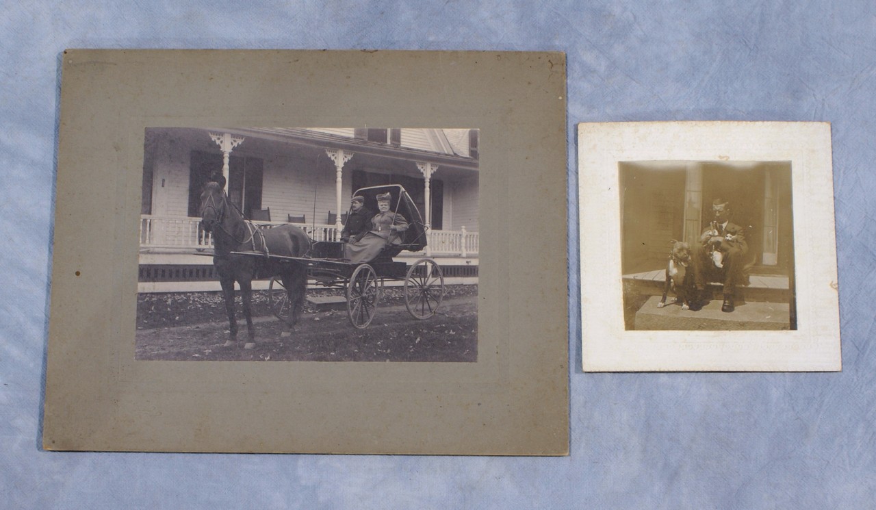 Appraisal: Photographs to include Horse and Buggy Man with Dog and