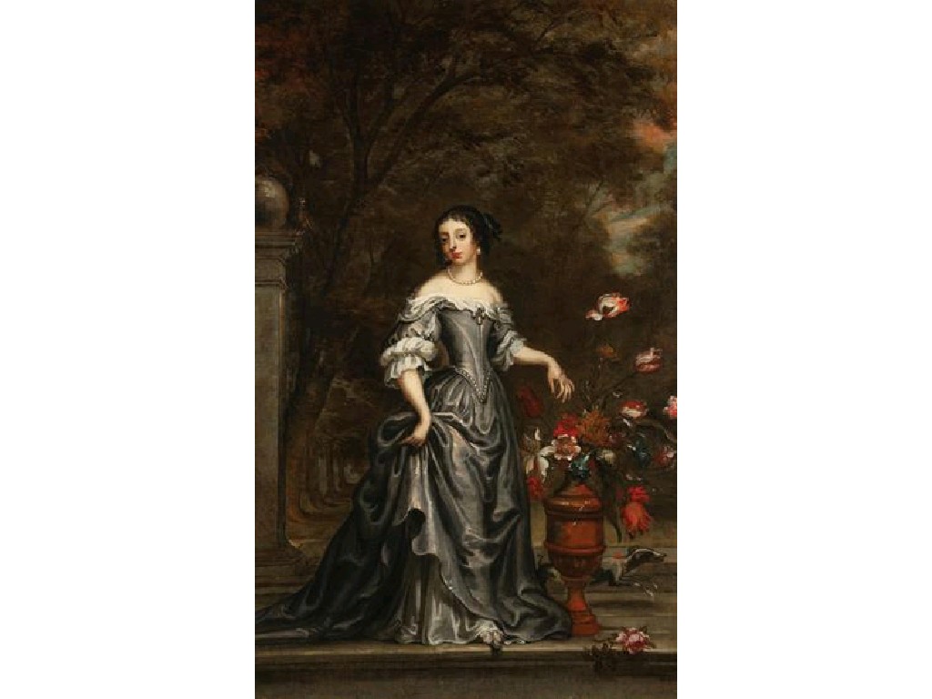 Appraisal: FOLLOWER OF CASPER NETSCHER An elegant woman with a dog