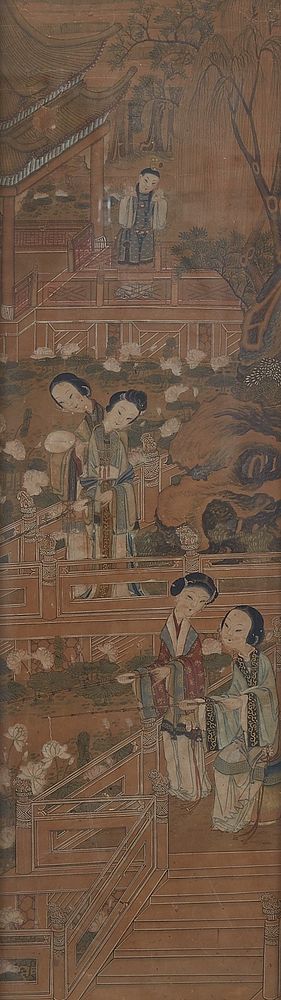 Appraisal: th c Chinese Painting Gouache on Paper of Courtiers Fishing