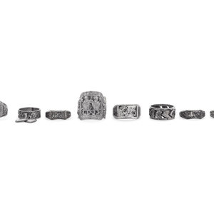 Appraisal: Eight Chinese Silver and Metal Rings each worked with various