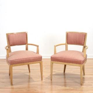 Appraisal: Attr Tommi Parzinger blonde wood armchairs Attr Tommi Parzinger blonde