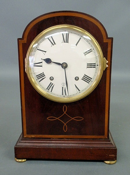 Appraisal: German bracket clock th c with a mahogany case Roman