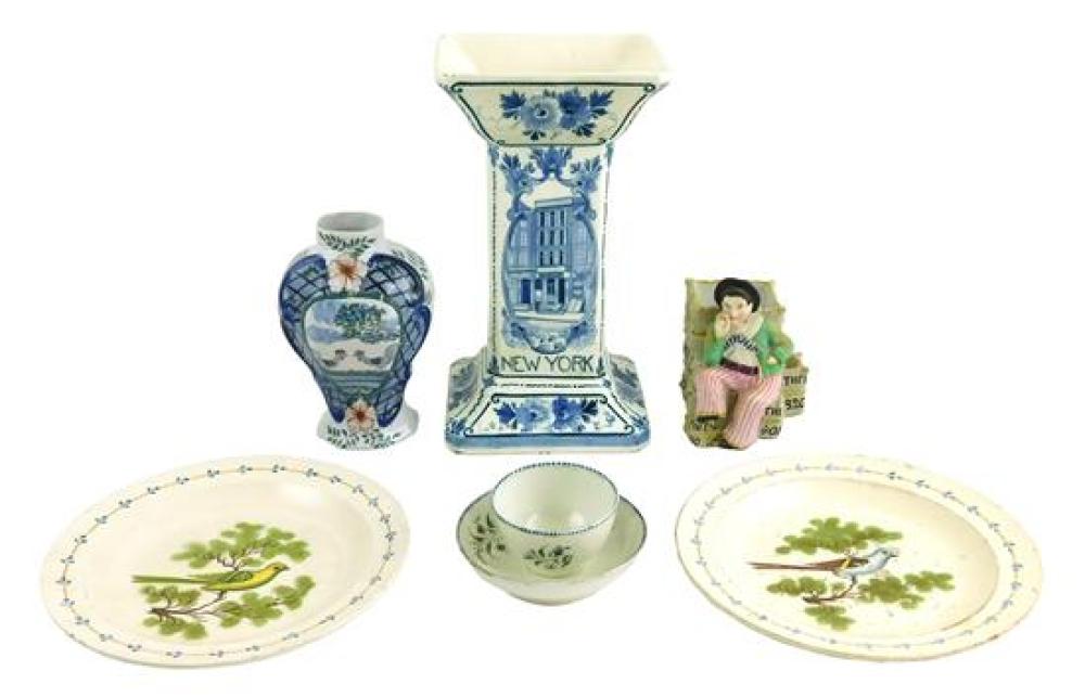 Appraisal: Softpaste ceramics seven pieces total English and Dutch th and