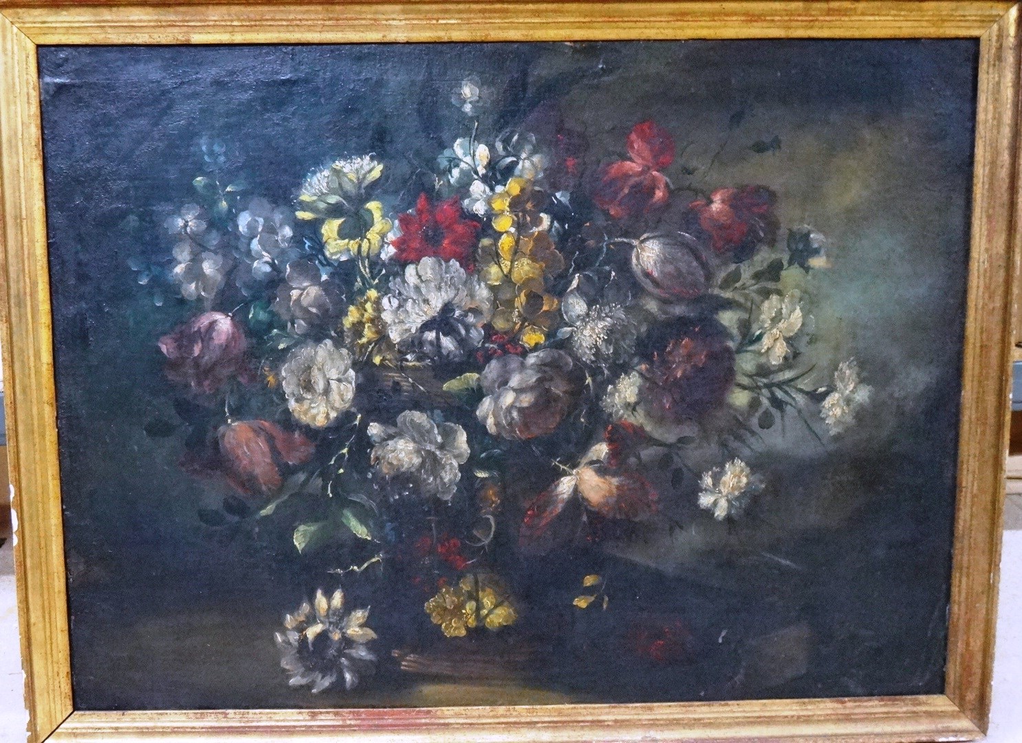 Appraisal: Continental School th century Flowerpiece oil on canvas cm x