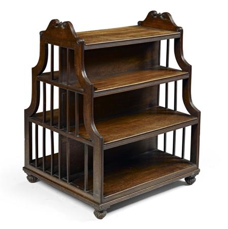 Appraisal: GEORGE IV MAHOGANY DOUBLE WATERFALL BOOKCASE CIRCA the openwork spindle